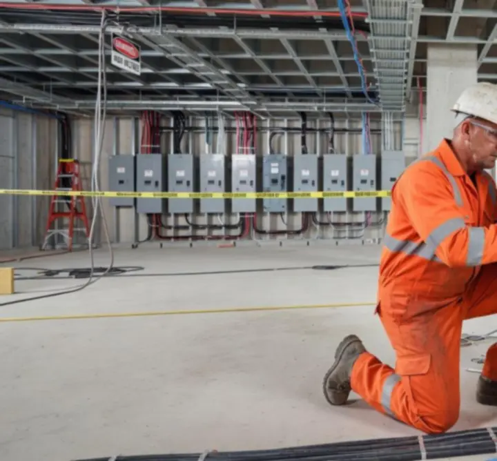 CIK MAINTANCE LTD electrician working on a commercial electrical installation
