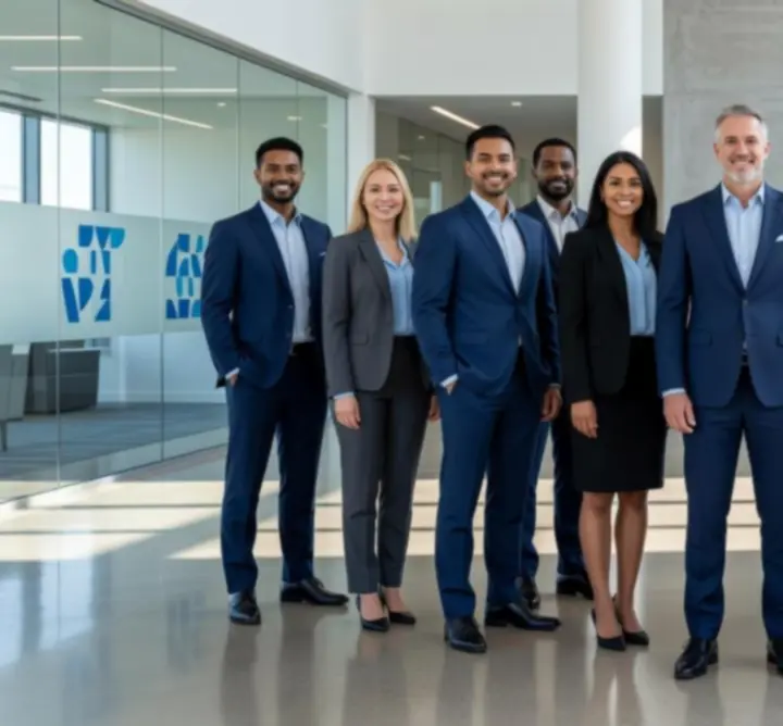 Leadership team of CIK MAINTANCE LTD standing together in a modern office
